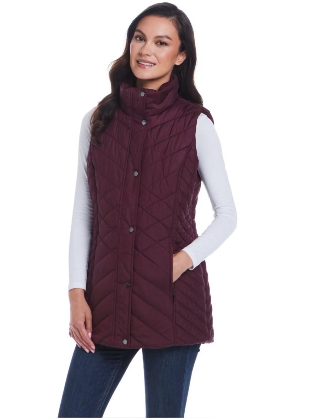 NWT Weatherproof Brand Fall Winter Quilted Sleeveless Puffer Vest - Merlot